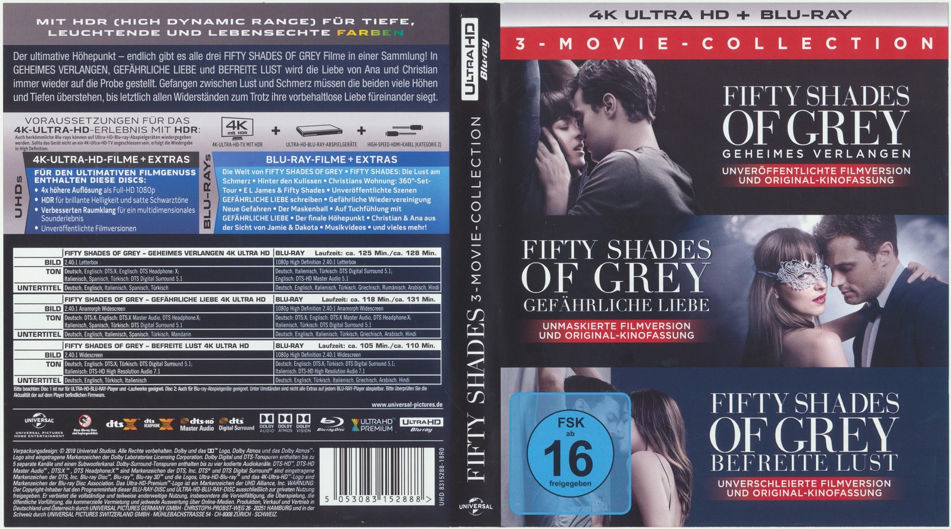 OFDb - Fifty Shades of Grey (2015) - Ultra HD Blu-ray: Universal (  3-Movie-Collection) (4 UHD + BD)